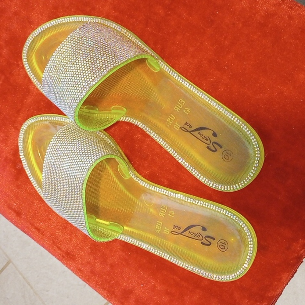 Women's Lime Bling Sandal Slide